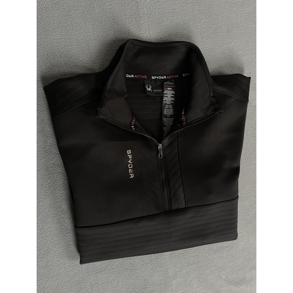 Spyder Active Black Quarter Zip‎ Long Sleeve Athletic Pullover Men Small